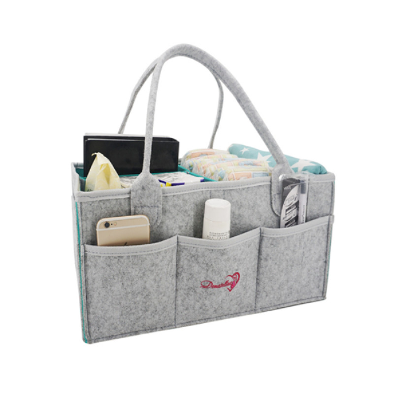 GREY Baby Diaper Caddy Organizer Nursery use Foldable Lightweight for Girls Boys Portable Baby Shower Gift Basket Travel Tote Car